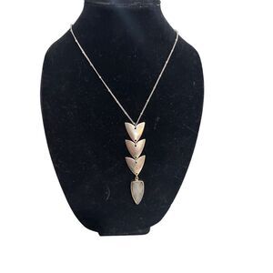 Women’s Long Silver Tone Arrowhead Pendant Necklace Statement Jewelry